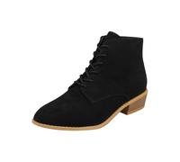 Ankle Boots for Women Low Chunky Heel Pointed Toe Side Zipper Lace Up Boots Vintage Suede Chelsea Boots Casual Comfort Combat Boots Stylish and Versatile Walking Boots Wide Fit Plus Size Boots
