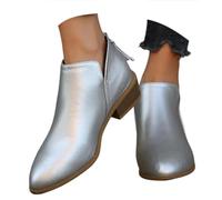 Ankle Boots for Women Low Heel Pointed Toe V Cutout Short Western Boots | Vintage Pull on Stacked Heel Faux Suede Fall Booties with Back Zipper Classic Elegant Outdoor Walking Bussiness Casual Boots