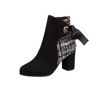 Ankle Boots for Women Mid Block Kitten Heel Boot Grip Sole Autumn Winter Warm Cowboy Shoes Baggy Vintage Booties Chunky Waterproof Trainers Smart Casual Footwear Size 3-7.5