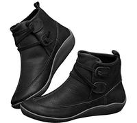 Ankle Boots for Women No Heel, 2024 New Arch Support Boots Fashion Lace up Side Zipper Vintage Retro Ankle Booties, Comfortable Slip on Flat Low Heel Boots Fall Boots,Short Ankle Booties