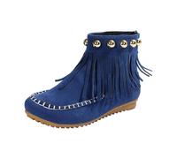 Ankle Boots For Women Retro Tassel Western Walking Boots Thick Bottom Round Toe Warm Winter Boot Easy To Clean Comfortable Ladies Shoes Easier On & Off Grip Sole Pull On Boot With Back Zip