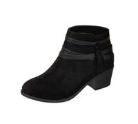 Ankle Boots for Women Strap Chunky Stacked Heel Classic Pointed Toe Comfortable Side Zipper Booties Wedge Boots for Women Size 8 (Black, 4.5)