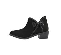 Ankle Boots for Women UK Chelsea Boots Women Wide Fit Shoes for Booties with Straps Thick Heel Short Shoes Female Autumn and Winter Bow Pointed Side Zip Female Fashion and Toe Fashion (Black,41)
