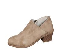Ankle Boots for Women UK Fashion Side Zip Elegant Short Boots Biker Booties Casual Leather Booties Business Office Work School Walking Shoes(C-Khaki,5)