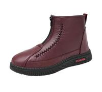 Ankle Boots for Women Uk Wide Fit Side Zip Round Toe Textured Outsole Shoes | Casual Large Size Water Repellent Women Autumn Winter Fleece Lined Thick Retro Cotton Shoes Women