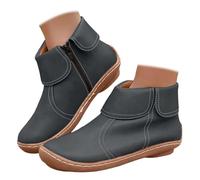 Ankle Boots for Women UK Wide Fit Wedge Shoes Waterproof Leather Arch Support Low Heel Short Boot Classic Side Zipper Non Slip Booties Casual Wellies Elegant Point Toe Rain Boots Grey