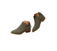 Ankle Boots for Women,V Cut Back Womens Low Heel Ankle Boots,Faux Suede Leather Booties,Pointed Toe Chunky Low Heel Dressy Western Booties with Back Zipper,Winter Fall Slip on Shoes
