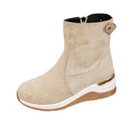 Ankle Boots for Women Wedge Heel Casual Short Booties Faux Suede Solid Color Stylish Non-Slip Side Zipper Comfortable Walking Booties Fall Winter