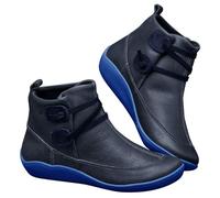 Ankle Boots for Women Wide Fit Low Heel Side Zipper Flat Short Heel Mid Calf Durability Wedge White Moda in Pelle
