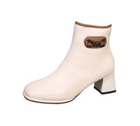 Ankle Boots for Women Womens Chelsea Boots Wide Fit Women Shoes Leopard Ankle Shoes Spring and Autumn Square Toe French Style Casual Versatile Suede Platform (Beige,5)