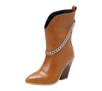 Ankle Boots for Women's Autumn Winter Satin Finish Chunky Heel Short Solid Color Pointed Toe High Heel Women's Ankle Waterproof Side Buckle Short Booties Wide Calf Cowgirl Boot Non Slip Combat Boots