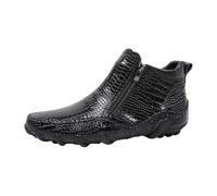 Ankle Boots Men's Faux Leather Shoes with Side Zip Non-Slip Hiking Boots Durable Leather Boots Handmade Short Boots Waterproof Ankle High Boots Classic Leather Shoes, black, 12.5 UK