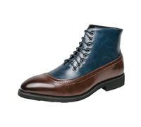 Ankle Boots Men's Leather Boots High Top Leather Shoes Elegant High Suit Shoes Men Classic Lace-up Boots Oxford Shoes Lace-Up Boots Formal Evening Shoes Ankle Boots, blue, 10 UK