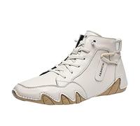 Ankle Boots Men's Leather Lined Short Boots - Lacquer High Hiking Shoes Vintage Lace-up Boots - Faux Leather Flat Shoes Casual Shoes Leather Fashionable Winter Boots Work Boots Short Shaft Boots, a