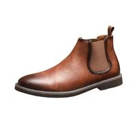 Ankle Boots Men's Leather Shoes Pointed Toe Ankle High Comfortable Chelsea Boots Plain Soft Sole Non-Slip Cushioning Moccasin Outdoor Hiking Leisure Shoes 37-46 EU, yellow, 7 UK