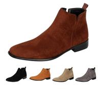 Ankle Boots Men's Suede Leather Shoes Elegant Sporty Chelsea Boots Vegan Hiking Boots Warm Casual Shoes Western Leather Boots Non-Slip Autumn Shoes Without Laces Boat Shoes, brown, 9 UK