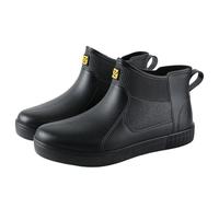 Ankle Boots Men's Wellington Boots Ankle High Rain Boots Waterproof Non-Slip Rubber Shoes Slip On Rain Shoes Plain Thick Sole Cushioning Short Boots Outdoor Garden Shoes Slip On Boots, black, 6 UK