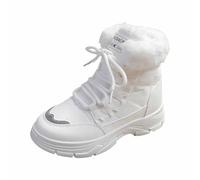 Ankle Boots Women Boots Winter Shoes Shoes Winter Boots Fashion Platform Sole Insulated Warm Comfortable Slip On Outdoor Hiking Shoes Cold Weather Casual Wear Snowy, White, 6 UK