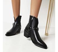 Ankle Boots Women Waterproof Comfortable Walking Booties Classic Side Zipper Metal Chain Chunky Block Heel Casual Wide Fit Short Boots Outdoor Work