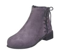 Ankle Boots Women Winter Boots Women Ankle Booties Autumn Winter Retro Short Booties Chunky Heel Round Toe Side Zipper Comfortable Casual Sexy for with Heel(Grey, 5)