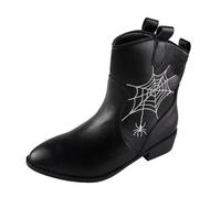 Ankle Boots Women's Ankle Boots Platform Boots with Block Heel Leather Low Boots Shoes Mid Calf Boot Ankle Boot Short Autumn and Winter Boots Elastic Retro Skinny Boots, black, 8 UK