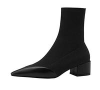 Ankle Boots Women's Black Chelsea Boots Pointed Ankle Boots with Heel Women's Boots Slip-On Boots Stretch Sock Ankle Booties Riding Boots Short Boots Western Boots Half Boots Work Boots, black, 8 UK