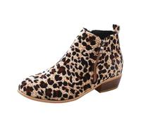 Ankle Boots Women's Block Heel Transition Boots Cowboy Boots with Buckle Heel Block Heel Ankle Shoes Short Boots Brown Transition Boots Half Height Western Boots Cowboy Boots, a, 4 UK