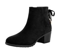 Ankle Boots Women's Boots Ankle Boots 2023 Europe the United States Foreign Trade of the United States for Thick Boots with Round After the Strap, Classic Wellington Boots Festival, black, 5 UK