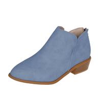 Ankle Boots Women's Elegant Suede Cowboy Boots Women's Lightweight Winter Boots Block Heel Ankle Boots Retro Slip Boots Waterproof Hiking Boots Outdoor Rain Boots Fashion Western Short Boots, blue, 6