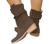 Ankle Boots Women's Elegant Suede Half Boot Pointed Shoes Boots with Buckle Short Boot Half Height Comfortable Heel Ankle Booties Half Height Western Boota WOM Water Boota for Women Grey