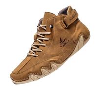 Ankle Boots Women's Pair Foreign Trade High Top Boots Men Women Leisure Short Boots Trend Breathable Leather Shoes, brown, 9 UK