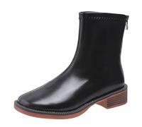Ankle Boots Women's Patent Leather Barefoot Shoes Women's Winter Pure Colour Low Heel Ankle Shoes Fashion Simplicity Casual Boots with Back Zip Christmas Gifts, black, 7 UK