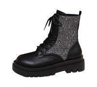 Ankle Boots Women's Sequin Boots Winter Shoes Autumn and Winter | Ankle boots glitter disco flat combat lace-up boots medium winter boots carnival costume