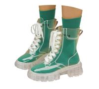 Ankle Boots Women's Shoes Fashionable Boots with Crystal Base High Rising Lacing for Women - Transparent Short Boots with Thick Sole Timeless Style Elegant Ankle Boots All-Round Attractive, Green, 10
