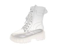 Ankle Boots Women's Shoes Fashionable Boots with Crystal Base High Rising Lacing for Women - Transparent Short Boots with Thick Sole Timeless Style Elegant Ankle Boots All-Round Attractive, clear, 9