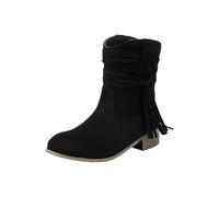 Ankle Boots Women's Short Boots Cowboy Boots Half Boots Autumn Winter Women's Boots with Block Heel Suede Traditional Waterproof Western Boots Elegant Transition Boots, Z2 Black, 5 UK