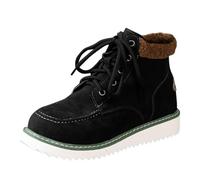 Ankle Boots Women's Suede Ankle Boots Warm Lined Short Boots Lace-Up Boots Winter Boots Round Toe Chelsea Boots with Non-Slip Sole Winter Windproof Snow Boots Women's Boots, black, 10 UK