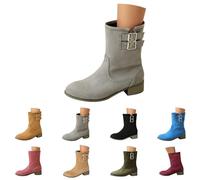Ankle Boots Women's Suede Cowboy Half Boots Classic Traditional Western Boots Ankle Boots Elegant Cowboy Boots Slip On Shoes Medieval Boots Waterproof Short Boots Women's Boots, Z2 Grey, 9 UK