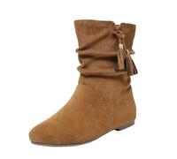 Ankle Boots Women's Width H Brown Winter Boots For Women French Vintage | Cowboy Boots Heel Thick Footbed Riding Boots With Drawstring Pleated Winter Boots Wildleader Thermal Snow Boots Snow