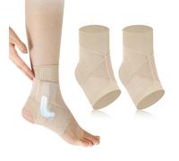 Ankle Brace for Sprained with Silicone Stabilizer Pad, Elastic Adjustable Ankle Strap Support for Lgament Damage,Sports Protect, Plantar Fasciitis, Achilles tendonitis,Pain Relief(Skin Colour)