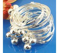 Ankle Bracelet Jewelry 2 Pcs Adjustable Silver Plated Baby Kids English Letter Bell Bangle Jewelry