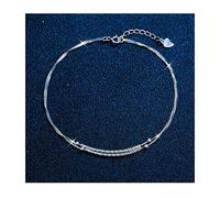 Ankle Bracelets Double Layer Sterling Silver Ankle Bracelets Beach Anklets Foot Chains Adjustable Foot Hand Jewelry for Women Girls Women Anklets