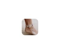 Ankle Bracelets for Women Silver Anklets Summer Beach Vacation Outfits Cuba Paperclip Anklet Dainty Link Chain Ankles Foot Jewelry, A3:silver-3pcs, Zinc, no gemstone