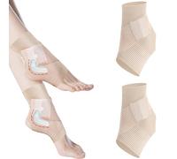 Ankle Braces with Silicone Stabilising Pads for Sprained Ankle, Elastic Ankle Support Brace with Adjustable Fishnet Straps for Injury Healing, Plantar Fasciitis, Achilles Tendonitis Relief, 1 Pair