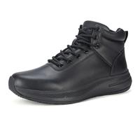 Ankle High Work Boots for Men Non Slip Oil Resistant Waterproof Lightweight Kitchen Food Service Work Shoes, Black/White, 9.5 UK