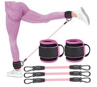 Ankle Resistance Bands with Cuffs 5PCS/Set 10lb, 20lb, 30lb Stretchy Breathable Ankle Straps with D Rings Adjustable Cuffs Fitness Equipment for Women Men, Home Gym Exercise Equipment, S