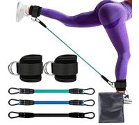 Ankle Resistance Bands with Cuffs 5Pcs/Set Stretchy Breathable Ankle Straps with D Rings Adjustable Cuffs Fitness Equipment for Women & Men Home Gym Exercise