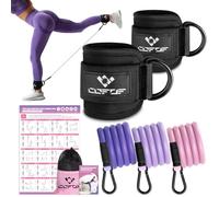 Ankle Resistance Bands with Cuffs for Working Out, Leg Glute Exercise Equipment with Training Poster, Resistance Band with Ankle Cuffs for Women (Black)