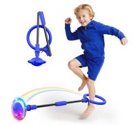 Ankle Skip Ball for Kids, Foldable Skip Ball with Colorful Flash Wheel, Indoor & Outside Game Toys, Christmas Birthday Gifts Toys for Girls and Boys Age 4 5 6 7 8 9 10 Years Old - Blue