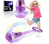 Ankle Skip Ball for Kids with Counter, Time, Distance, Girl Birthday Gifts for Age 5 6 7 8 9 10,Rechargeable Foldable Outdoor Sports Toy for Kids (Purple)